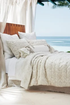 Lorena Velvet Bolster with Linen Tie